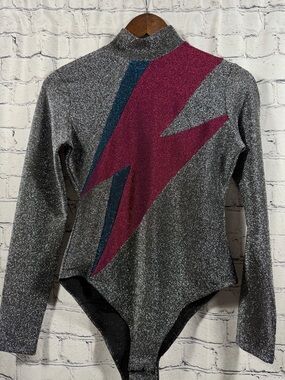 Blank NYC Bolt Silver Metallic Long-Sleeve Bodysuit